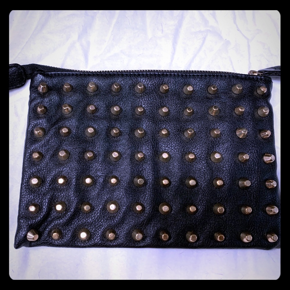 Black & gold stud clutch/accessory bag.